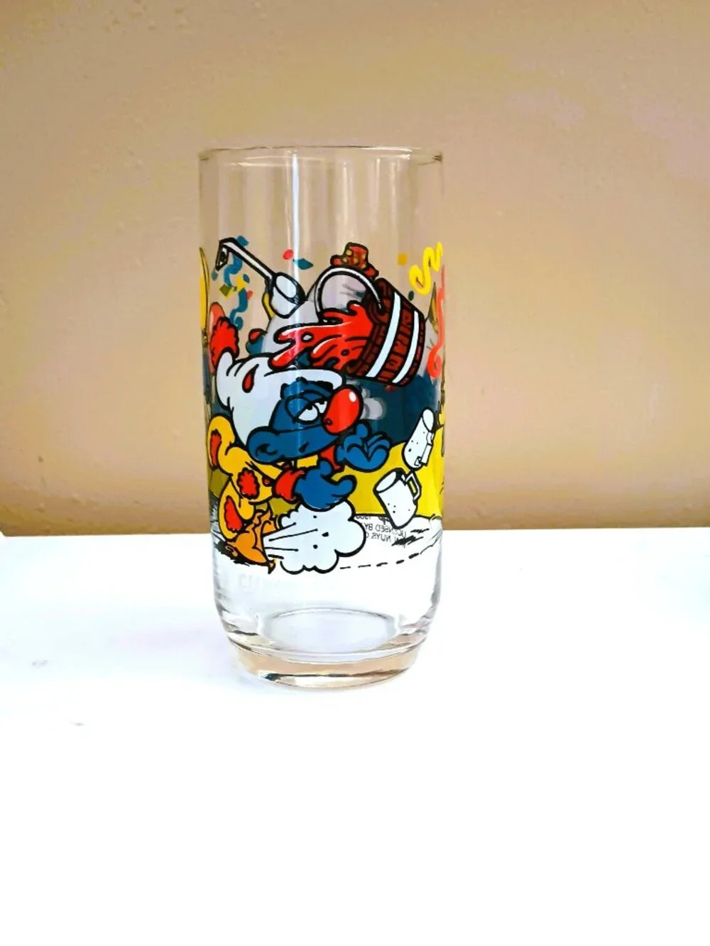 Smurfs Vintage Set Of 4 Drinking Glasses 1983 Handy, Papa, Clumsy, Baker Smurf